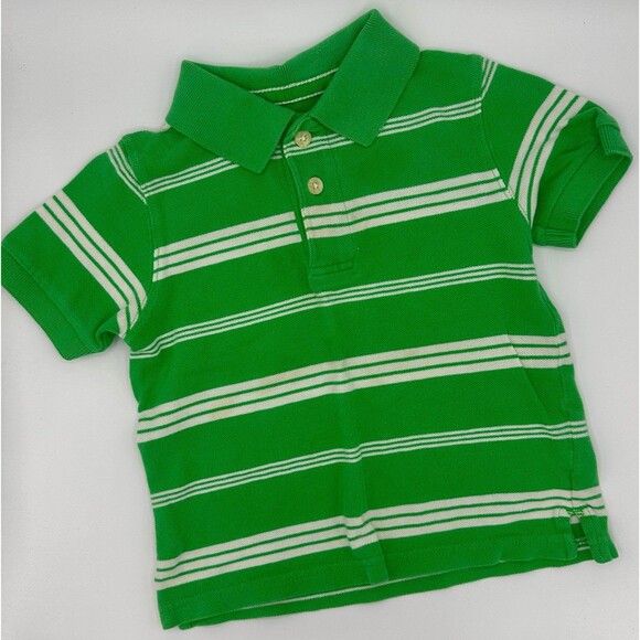 The Children’s Place Polo Green White Stripe (942) - Picture 1 of 2